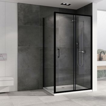 Душевой уголок Abber Schwarzer Diamant 110x90 AG30110B5-S90B5 профиль Черный стекло прозрачное — фото 1, Прямоугольные душевые уголки