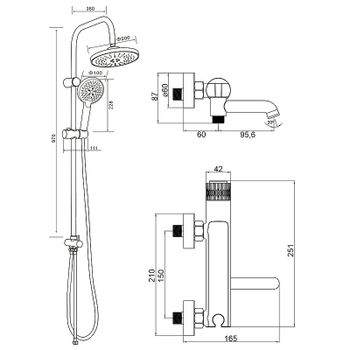 Душевая система Orange Push M02-912cr Хром — фото 8, Душевые стойки