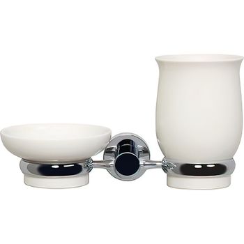 Стакан для зубных щеток с мыльницей WasserKRAFT K-24226 Хром — фото 1, Стаканы для зубных щеток