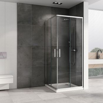 Душевой уголок Abber Schwarzer Diamant 80x80 AG020805 профиль Хром стекло прозрачное — фото 1, Квадратные душевые уголки