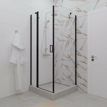 Душевой уголок Triton Йота-Блэк 90х90 Щ0000054032 профиль Черный стекло прозрачное — фото 2, Квадратные душевые уголки