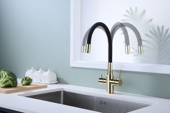 Смеситель для кухни Paulmark Salix Sa213419-G Золото — фото 5, Смесители для кухни