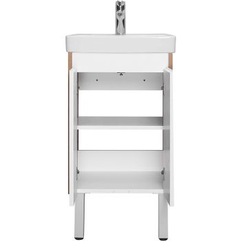 Тумба под раковину Aquaton Сканди Doors 45 1A278701SDZ90 Белый глянец Дуб рустикальный — фото 3, Тумбы под раковину