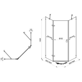 Душевой уголок Triton Сигма-Хром 90х90 Щ0000054219 профиль Хром стекло прозрачное — фото 11, Душевые уголки трапеция
