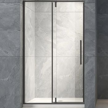 Душевая дверь Veconi Vianno VN-34B 120 VN34B-120-01-C7 профиль Черный матовый стекло прозрачное — фото 1, Распашные душевые двери