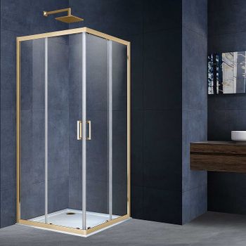 Душевой уголок Vincea Alpha 90x90 VSS-3AL900CLG профиль Брашированное золото стекло прозрачное — фото 1, Квадратные душевые уголки