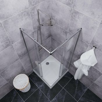 Душевой уголок Triton Вента-Хром 80х80 Щ0000049620 профиль Хром стекло прозрачное — фото 2, Квадратные душевые уголки