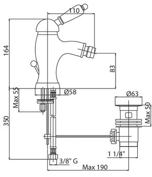 Смеситель для биде Cezares Elite ELITE-BSM1-02-M Бронза — фото 2, Смесители для биде