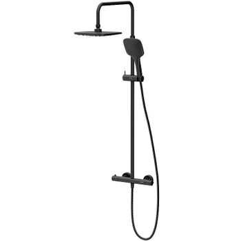 Душевая система Damixa Option DX218092300 с термостатом Черная матовая — фото 1, Душевые стойки