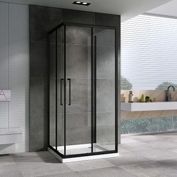 Душевой уголок Abber Schwarzer Diamant 100х100 AG02100BH-S100B профиль Черный стекло прозрачное — фото 1, Квадратные душевые уголки
