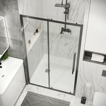 Душевая дверь Grossman Cosmo 130 100.K33.02.130.42.00 профиль Графит сатин стекло прозрачное — фото 6, Раздвижные душевые двери