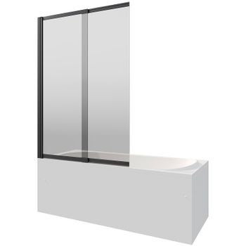 Шторка на ванну Berges River S Slider Black 98х145 065018 профиль Черный матовый стекло тонированное — фото 5, Неподвижные шторки для ванной