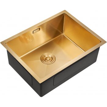 Кухонная мойка Milacio Denia 58 MC.77458 / золото / нержавеющая сталь / одна чаша / врезная — фото 1, Кухонные мойки