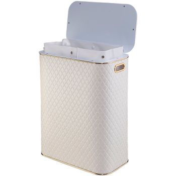 Корзина для белья Geralis CLG-B Ромб Бежевая светлая, кант Золото, стандартная — фото 3, Корзины для белья