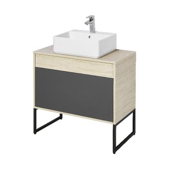 Тумба под раковину Aquaton Лофт Урбан 80 1A247601LQX60 подвесная Cерый графит Дуб орегон — фото 9, Тумбы под раковину