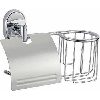 Держатель туалетной бумаги и освежителя воздуха Viko V-414 с крышкой Хром — фото 1, Держатели туалетной бумаги