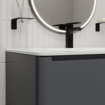 Тумба с раковиной Iddis Edifice 80 EDI80D0i95K подвесная Темно-серая — фото 8, Тумбы с раковиной