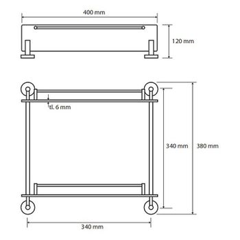 Стеклянная полка Bemeta Omega 104202122 Хром — фото 2, Полки для ванной и душа