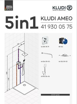 Душевая система Kludi Ameo 418310575 с термостатом Хром — фото 12, Встраиваемые душевые комплекты