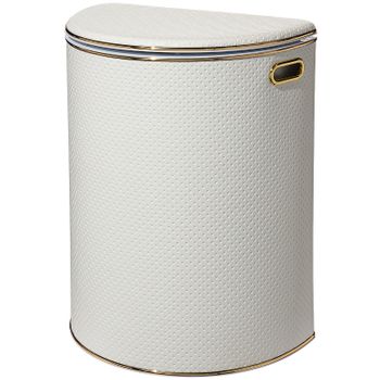 Корзина для белья Geralis PWG-O Punto Белая, кант Золото, полукруглая — фото 1, Корзины для белья