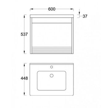 Тумба под раковину Veedi Vision 60 VSN600T-CR подвесная Дуб орех Белая — фото 6, Тумбы под раковину