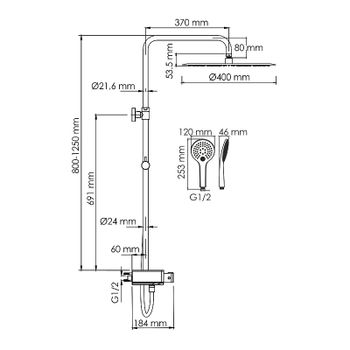 Душевая система WasserKRAFT A113.117.155.CH Thermo с термостатом Хром Белая — фото 7, Душевые стойки