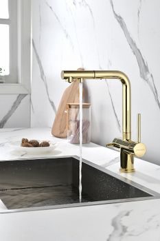 Смеситель для кухни Paulmark Serpentine Se213222-G Золото — фото 4, Смесители для кухни