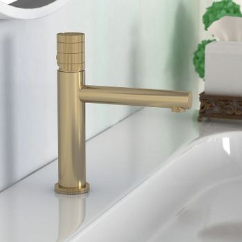 Смеситель для раковины Vincea Groove VBF-4G1BG4 Брашированное золото — фото 2, Смесители для раковины