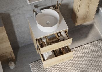 Тумба под раковину Aquaton Либерти 60 1A279401LYC70 подвесная Дуб эльвезия — фото 24, Тумбы под раковину