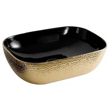 Раковина-чаша CeramaLux 46 D1333H022 Черная Золотая — фото 1, Раковины накладные