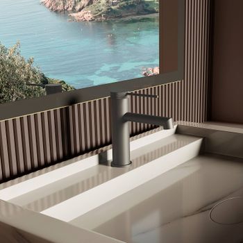 Смеситель для раковины Vincea Rim VBF-2RM1GM Вороненая сталь — фото 2, Смесители для раковины