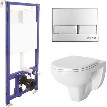 Комплект унитаза Damixa Jupiter DX77C1738SC с инсталляцией Berges Novum L3 040213 с сиденьем Микролифт и клавишей смыва Хром — фото 1, Комплекты унитаз + инсталляция