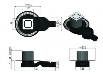 Душевой трап Berges Platz Norma 100x100 090158 с решеткой Хром матовый — фото 7, Трапы для душа