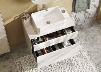 Тумба под раковину Aquaton Марбл 80 1A276201MH4C0 подвесная Слэйт Белый матовый — фото 21, Тумбы под раковину