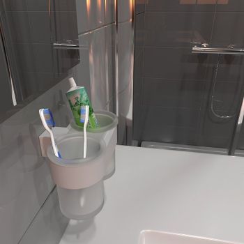 Стакан для зубных щеток Altasan Лотос ЛТ42БМ двойной Белый матовый — фото 2, Стаканы для зубных щеток