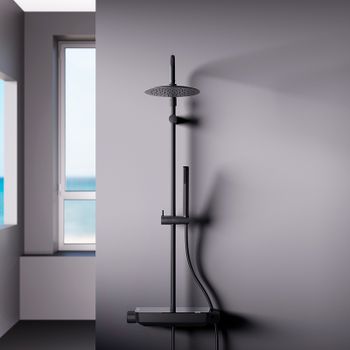Душевая система Damixa Scandinavian Pure 936750300 с термостатом Черная матовая — фото 3, Душевые стойки