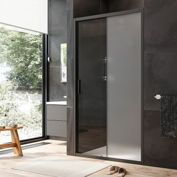 Душевая дверь AM.PM Gem Solo 110 W90G-110-1-195BM профиль Черный матовый стекло матовое-прозрачное — фото 2, Раздвижные душевые двери