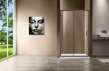 Душевая дверь Vincea Garda 105 VDS-1G105CLGM профиль Вороненая сталь стекло прозрачное — фото 3, Раздвижные душевые двери