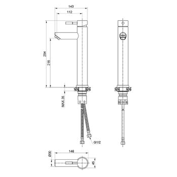 Смеситель для раковины Olive's Balear 13133BL Нержавеющая сталь — фото 3, Смесители для раковины