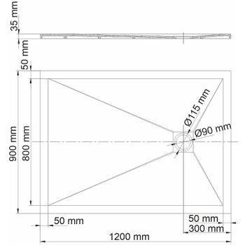 Душевой поддон из искусственного камня WasserKRAFT Dill 120x90 61T07 Черный матовый — фото 3, Душевые поддоны из искусственного камня