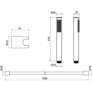 Душевой гарнитур Aquatek Европа 1 jet AQ2034CR Хром — фото 2, Душевые гарнитуры