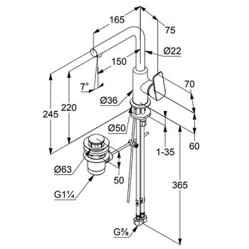 Смеситель для раковины Kludi Pure Style 400250575 Хром — фото 3, Смесители для раковины
