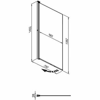 Шторка на ванну Triton Соло-Блэк 75х140 Щ0000051154 профиль Черный стекло прозрачное — фото 7, Шторки для ванной распашные
