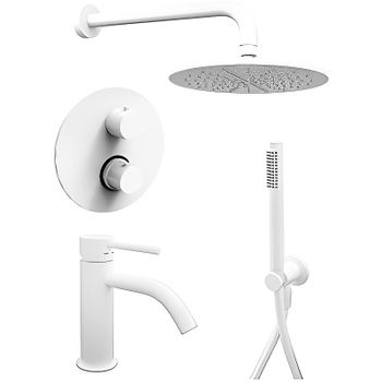 Комплект смесителей Paffoni Light KITLIQ018BO071 Белый матовый — фото 1, Готовые комплекты для ванной комнаты