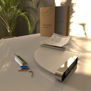 Стеклянная полка Altasan Лотос ЛТ71Х угловая Хром — фото 4, Полки для ванной и душа