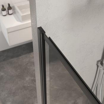 Шторка на ванну Berges River S Slider Black 98х145 065018 профиль Черный матовый стекло тонированное — фото 4, Неподвижные шторки для ванной