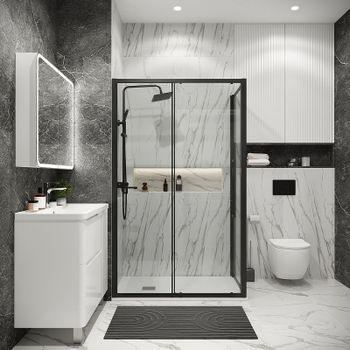 Товар: Душевой уголок Grossman Cosmo 120х90 120.K33.02.1290.21.00 профиль Черный матовый стекло прозрачное - фото 1 Душевой уголок Grossman Cosmo 120х90 120.K33.02.1290.21.00 профиль Черный матовый стекло прозрачное — фото 1, Прямоугольные душевые уголки