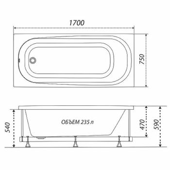 Акриловая ванна Triton Дина 170x75 Щ0000050444 без гидромассажа — фото 7, Акриловые ванны