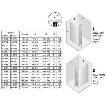 Душевая перегородка New Trendy New Soleo Chrome 110 K-0757 профиль Хром стекло прозрачное — фото 7, Душевые перегородки