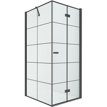 Душевой уголок New Trendy New Soleo Black 90х90 R D-0290A/D-0121B профиль Черный стекло прозрачное — фото 1, Квадратные душевые уголки